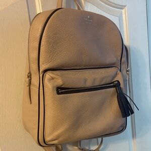 Kate Spade Tan Leather Backpack with Black Accents